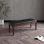 Upholstered Entryway Bench Modern Shoe Benches for Hallway Porch Bedroom Bench for End of Bed Dining Bench for Dining Table Dining Room Kitchen Window with Wood Legs, PU Leather, Black