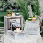 4 Pieces Wooden Cake Stands,Antique White Cupcake Stands for Display,12 inches Square Wooden crates,Wood Display risers for Wedding,Birthday Party,Christmas,etc. (Antique White)