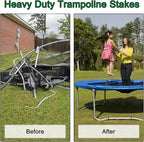 24 Inch Trampoline Stakes High Wind, 3/8 Inch Diameter Rebar Tent Anchors 8 Pack Heavy Duty U Stakes for Ground, Chain Link Fence, Swing Set, Soccer Goal (Black)