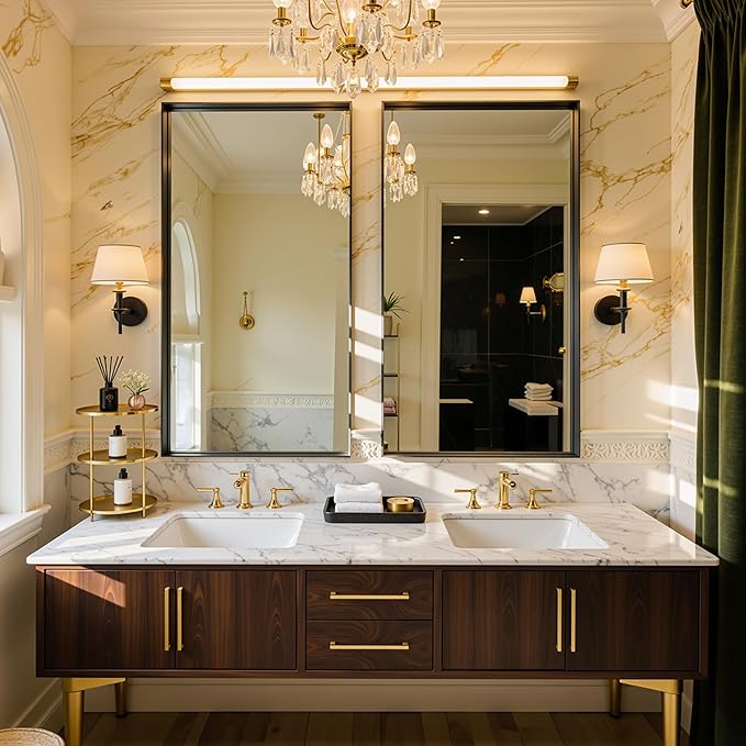 60"x30" Black Framed Bathroom Mirror, Large Rectangular Vanity Mirror, Aluminum Metal Frame, Wall Farmhouse Modern Wall-Mounted Mirrors for Bathroom, Bedroom, Living Room, Over Sink