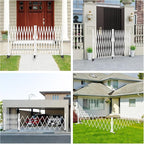 TSAYAWA Retractable Fence Outdoor, 216" Wide Expandable Driveway Gate for Dogs, Aluminum Portable Retractable Barricade for Garage, 18 Feet Expanding Security Gate with Casters, Rotatable, White