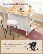 VASAGLE Kitchen Rolling Island, Mobile Kitchen Cart with Storage on Wheels, 27.6 x 43.3 x 35.4 Inches, 2 Drawers, 2 Hooks, for Dining Room, Oak Beige and Matte White UKKI011Y01