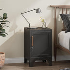 Bestoo Metal Locking Cabinet, 23.6" H Locker with 1 Magnetic Door and 1 Adjustable Shelve, Small Lockable Nightstand, Black Bedside Storage Cabinets for Bedroom, Home, Office, School