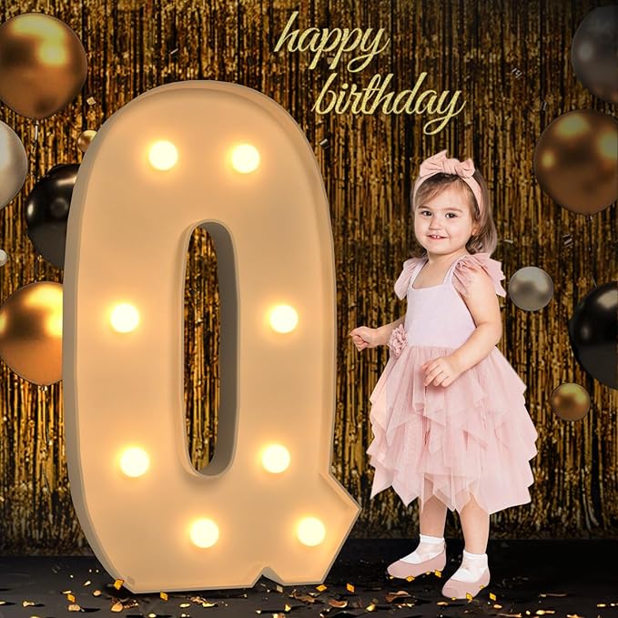 Marquee Letters 3 Feet Tall, 3FT Large Light up Letters Q, Big Sign Q with Warm White Light for Birthday Wedding Proposal Engagement Graduation Party Backdrop Decorations