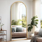 Floor Full Length Mirror, Arched Mirrors Full Length 81"x41" Freestanding Large/with Aluminum Frame & Wall Mounted & Hanging or Leaning & Full Body Mirror for Bedroom, (Gold)