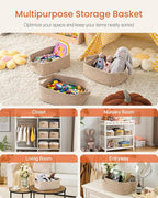 KALLAX Small Woven Basket, 14 x 10 x 5.6 Inches, Small Storage Baskets for Organizing, Gift Baskets Empty, Cute Rope Shelf Closet Storage Bins for Shelves, Dog Toy Basket, Mixed Brown