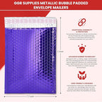 GGR Supplies Metallic Bubble Padded Envelope Mailers, 7.5 X 11 Inches, Waterproof Ultra Resistant Ideal For Packing, Shipping, and Storing. Pack of 25 (Silver)
