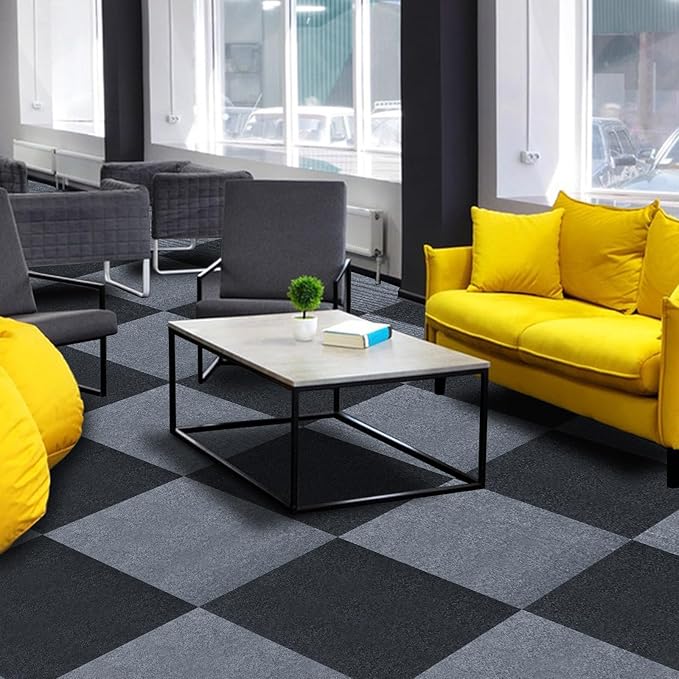 Peel and Stick Carpet Squares 24" x 24", Self Adhesive Non-Slip Carpet Tiles, Peel and Stick Soft Padded Carpet Tiles for Kitchen Bedrooms Indoor Outdoor(10 Tiles/40 sq ft)