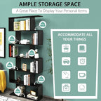 Tangkula 6 Tier S Shaped Bookshelf, 31.5''L x 9''W x 75''H, Wooden Bookcase and Bookshelves w/Anti-Toppling Device, Room Divider Display Shelves for Living Room, Home Decor, 6 Shelf Bookshelf