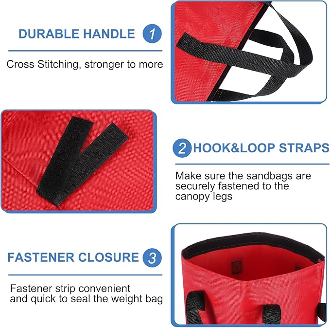 PATIKIL Canopy Weight Sand Bags, 4 Pack 112 Lbs Total Extra Large Weights Bags Waterproof Tent Leg Weights Sandbags for Outdoor Canopy Tent Sun Shelter Patio Ladder Red (18x9")