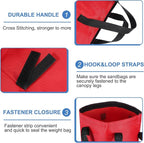 PATIKIL Canopy Weight Sand Bags, 4 Pack 112 Lbs Total Extra Large Weights Bags Waterproof Tent Leg Weights Sandbags for Outdoor Canopy Tent Sun Shelter Patio Ladder Red (18x9")