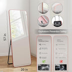 57x20 Door Hanging Full Length Mirror, Floor Stand (Height 5.7ft just Body in1.3ft) Wall Mounted Metal Frame Rectangle Dressing Mirrors for Bedroom Room 57 inch Pink Rose Gold