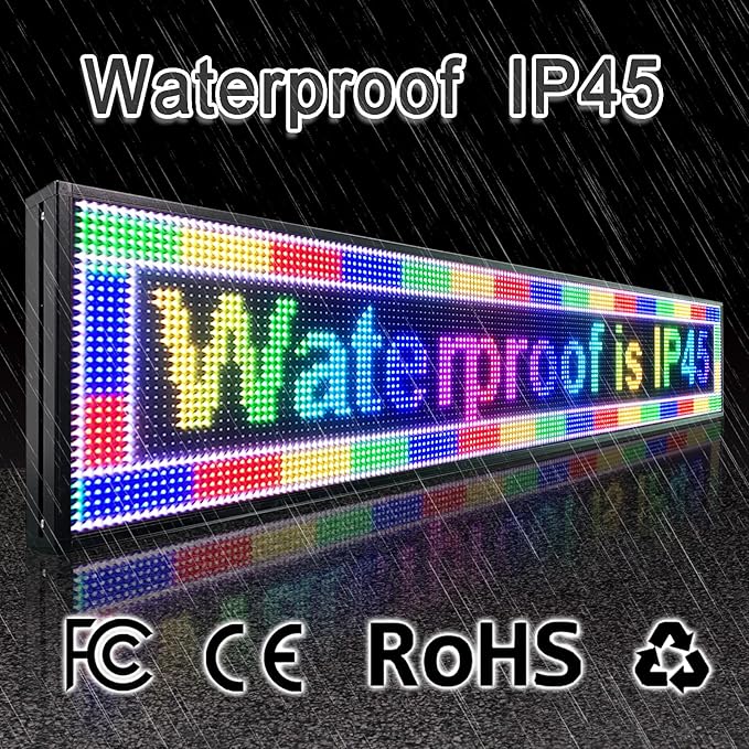 77"x14" P10 Outdoor Waterproof LED Digital Sign – Commercial Advertising Screen with Remote Content Management, HD Display for Zoos, Resorts, Gas Stations, Hotels, Events & Outdoor Promotions