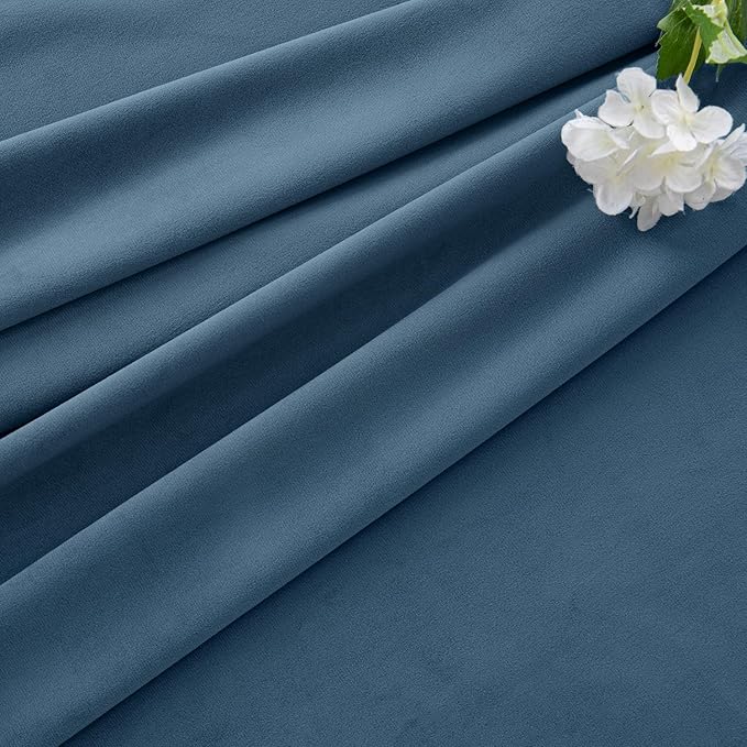 MIULEE Velvet Curtains 108 Inch Length 2 Panels Set for Bedroom, Pinch Pleat Back Tab Luxury Thermal Insulated Living Room Darkening Pleated Blackout Extra Long Window Curtains with Hooks, Dark Slate