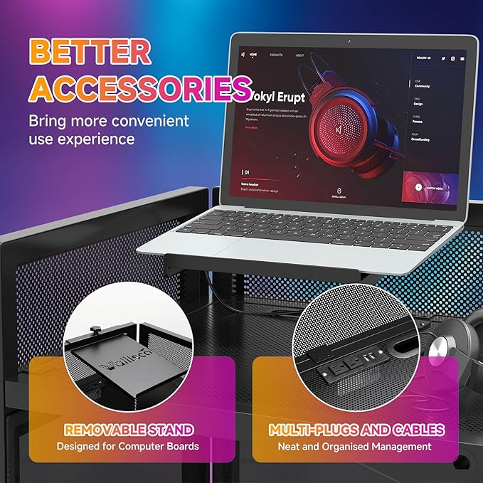 DJ Facade Booth Table 40" x 20" - Portable Detachable DJ Booth Table Station with Computer Bracket Surface & Cable Hole, Foldable DJ Table Includes Black/White Scrims & Carry Bag for Party