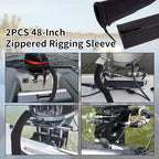 2PCS 48-Inch Trolling Motor Cable Sleeve,Zippered Rigging Sleeve,Made of Neoprene Thick Trolling Motor Sleeve,Great for Cover Wire and Extension Cords, Organized Cable Management (Black)