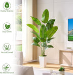 Bird of Paradise Artificial Plant, 6.6FT Faux Plants Indoor Banana Leaf Tree with 13 Leaves, Large Fake Tropical Potted Indoor Silk Floor Plant with White Tall Planter for House,Office,Room,Home Decor