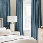 MIULEE Linen Texture Curtains for Bedroom Solid 100% Blackout Thermal Insulated Dusty Blue Curtains Grommet Room Darkening Curtains/Draperies for Living Room Nursery 52x108 Inch (2 Panels)
