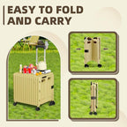 Folding Utility Cart with Wheels: Collapsible Rolling Carte for Teachers Handcart Shopping Trolley Portable Tool Box, All-Terrain Office Cart with Lid Basket Handle & Durable Frame