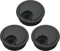 3 Pcs Satin Nickel Metal Cable Grommet, Zinc Alloy Desk Table Grommet Cable Cord Hole Cover for Home and Office, Fits 2inchs Hole 50MM Black