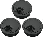 3 Pcs Satin Nickel Metal Cable Grommet, Zinc Alloy Desk Table Grommet Cable Cord Hole Cover for Home and Office, Fits 2inchs Hole 50MM Black
