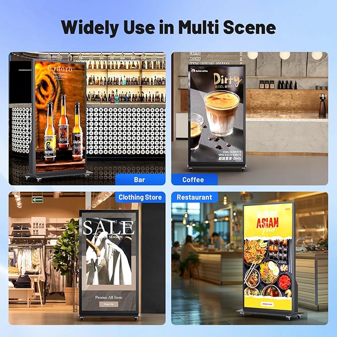 75 Inch Full Screen Indoor Floor Stand Digital Signage Digital Kiosks With Android System Lcd Poster Display With WiFi HDMI/USB Input Auto Media Player