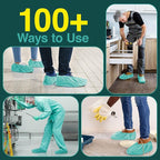 Premium Boot & Shoe Covers Disposable Booties - 100 Pack - Durable, Non-Slip, Non-Toxic, Water Resistant, Recyclable Protectors for Indoor & Outdoor - Large Size Fits Most Shoes