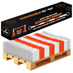 Retractable Barrier for Safety Traffic Cones - 2" OD - Large Yellow and Black Bar Barricade - for Road Construction, Parking, Warning, Temporary Security Divider (360, Orange & White, 53" x 84")