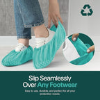 Premium Boot & Shoe Covers Disposable Booties - 50 Pack - Durable, Non-Slip, Non-Toxic, Water Resistant, Recyclable Protectors for Indoor & Outdoor - Large Size Fits Most Shoes