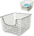 Spectrum Diversified 98977 Scoop Wire Basket, Vintage-Inspired Steel Storage Solution for Kitchen, Pantry, Closet, Bathroom, Craft Room & Garage, Single, Satin Nickel