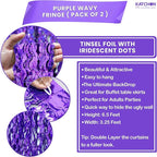 Katchon, Wavy Purple Foil Fringe Curtain - Pack of 2 | Wavy Streamers, Unicorn Party Decorations | Purple Fringe Backdrop for Baby Shower, Birthday, Mermaid Party Decorations | Halloween Decor Indoor