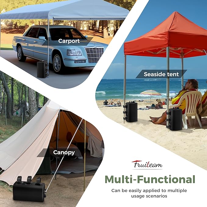FRUITEAM Canopy-Weights-Set-of-4, Square Water Weights for Canopy Tent Legs, 88LBS Heavy Duty Weight Bags for Outdoor Canopy, Shelter, Gazebo