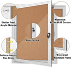 Mifuro 26"x20" Enclosed Bulletin Board, Outdoor Lockable Weather-Resistant Aluminum Cork Noticeboard for School & Office, Silver Frame w/Cork