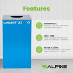 Alpine Circle Lid Industries 29 Gallon Sturdy Steel Cube Recycling Container, Square Opening - 3 Color Cans Available Sold Separately (Lid Circle Opening)