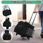 LoDrid Rolling Cleaning Caddy with Lid, Cleaning Supplies Organizer with Detachable Trolley, Cleaning Caddy Cart on Wheels with Handle and Shoulder Strap for Housekeepers, Black, Bag Only