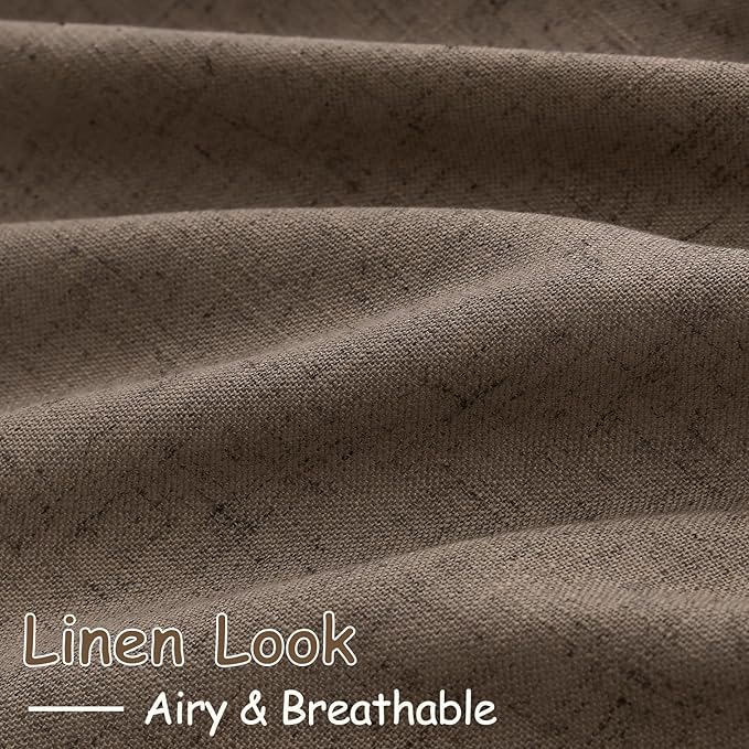 Extra Long Curtains 2 Panels 102 Inches Long for Living Room Light Brown Back Tab Rod Pocket Light Filtering Semi Sheer Drapes Cotton Linen Textured Window Curtain 102 Inch Length for Bedroom 9 FT
