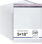 White Small Poly Bubble Mailers 5x10 inch #00 | Self Seal Padded Envelopes | Cushioned Bubble Mailer | Usable Size 5x9 | WaterProof Package | Lightweight mailing Shipping Bags | 250 Pack Bulk |