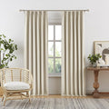 DUALIFE Blackout Thermal Curtains 63 Length 2 Panels Set for Bedroom, Pinch Pleated Windows Drapes with Hooks for Track Polyester Linen Blended Room Darkening Curtains 40x63 Inch, Natural Birch