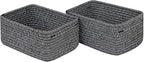 CubesLand Mixed Black Baskets Bins for Organizing,Small Woven Storage Baskets for Shelves,Cute Closet Cube Bins Set 2,Baby Nursery Cube Organizer Toys Basket Bin,Home Decor Organization Bins