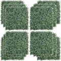 12PCS 20"x20" Artificial Boxwood Panels Topiary Hedge Plant UV Protected Faux Grass Wall Greenery Mats for Outdoor Garden Fence Backyard and Indoor Home Wedding Decoration, Dark Green
