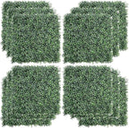 12PCS 20"x20" Artificial Boxwood Panels Topiary Hedge Plant UV Protected Faux Grass Wall Greenery Mats for Outdoor Garden Fence Backyard and Indoor Home Wedding Decoration, Dark Green