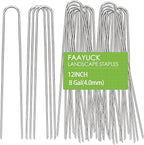 12 Inch Landscape Staples, 12/25/50/100 Pack Galvanized Garden Stakes, 8 Gauge Heavy Duty U-Shaped Ground Stakes for Weed Barrier Fabric, Irrigation Tubing, Fence, Outdoor Decorations