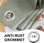 H.VERSAILTEX Bedroom Curtains Blackout Linen Blackout Curtains 84 Inches Long, 100% Blackout Thermal Textured Linen Look Curtain Draperies Grommet with White Liner, 2 Panels, Green Bay