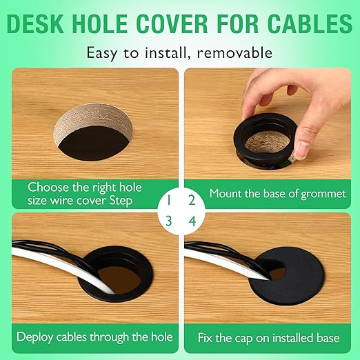 5 Pcs Desk Grommet 1-3/8" / 35 mm, Desk Cord Hole Cover, Cable Grommet ABS Plastic, Desk Hole Grommet for Home & Office Pc, Detachable Cable Cord Organizer-Light Grey