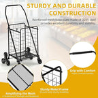 DWVO Folding Stair Climber Shopping Cart, Tri-Wheel Design & 360° Swivel Wheels, Ideal Heavy Duty Utility Cart for Shopping, Laundry, Travel & Stairs for Seniors