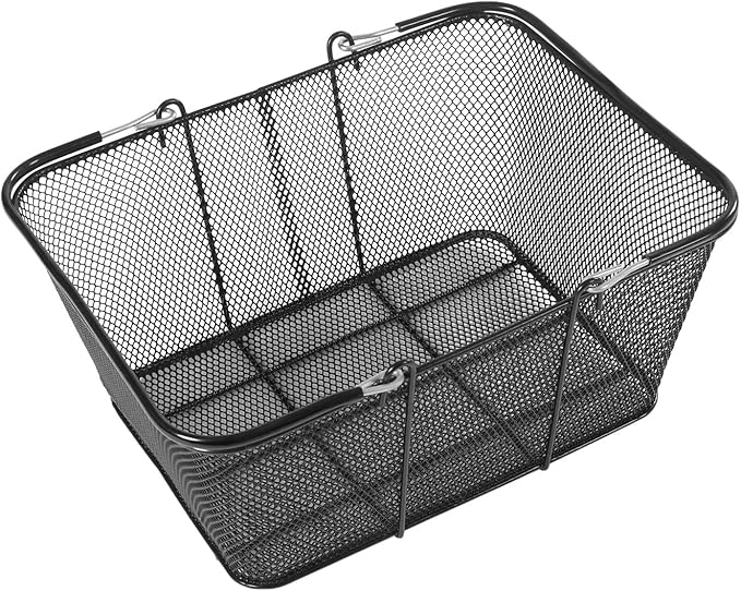 12PCs 19L Iron Shopping Baskets with Handles, Black Wire Mesh shopping Basket Store Baskets Used for Supermarket, Retail, Bookstore, 15.7x12x7inch, Capacity: 10kg/22lbs