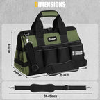 Heavy Duty Tool Bag 15-Inch, 16-Pocket Portable Empty Tool Box Organizer Storage, Toolbox Organization, Soft Handle Large Zipper Carrying Toolbag, Dad Men Mechanic Birthday Stocking Stuffer Gifts
