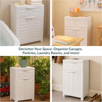 Sunnydaze Plastic Garage Storage Cabinet with Adjustable Shelf - 34.5" H - Garage, Office, Home, Laundry Room - Speckled White