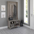 Bush Furniture Salinas Hall Tree with Shoe Storage Bench in Driftwood Gray, Multi-Purpose Home Organizer, Entryway Solution with Seating and Hooks