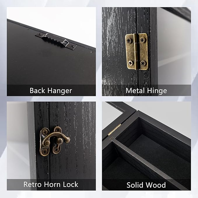 GMFrames 16x20 Wooden Shadow Box Frame with Removable Shelves Deep Display Case for Military Medals Keepsakes Black
